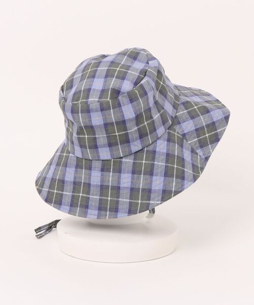 KATHARINE ROSS(キャサリンロス)の「【KATHARINE ROSS】【JUNK PRODUCTIONS】【UV/COOL/撥水/ウォッシャブル】チェック柄 ストラップ付バケットハット(ハット・レディース・ブルー/オレンジ・MEDIUM)」の3枚目の写真