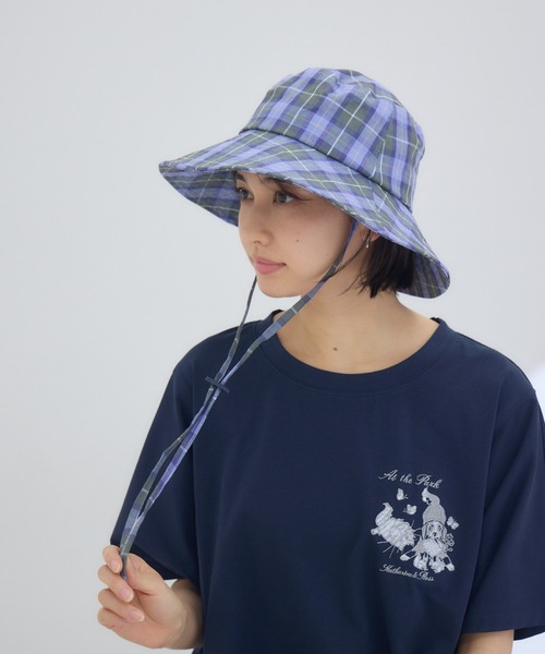 KATHARINE ROSS(キャサリンロス)の「【KATHARINE ROSS】【JUNK PRODUCTIONS】【UV/COOL/撥水/ウォッシャブル】チェック柄 ストラップ付バケットハット(ハット・レディース・ブルー/オレンジ・MEDIUM)」の19枚目の写真
