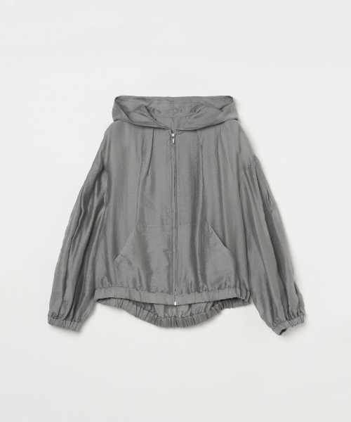 three dots（スリードッツ）の「Shiny shirt zip up hoody（パーカー・レディース・ホワイト/ベージュ/ネイビー/グレー/ブラウン系その他・SMALL）」の3枚目の写真