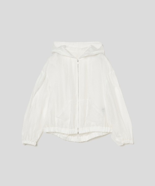 three dots（スリードッツ）の「Shiny shirt zip up hoody（パーカー・レディース・ホワイト/ベージュ/ネイビー/グレー/ブラウン系その他・SMALL）」の2枚目の写真