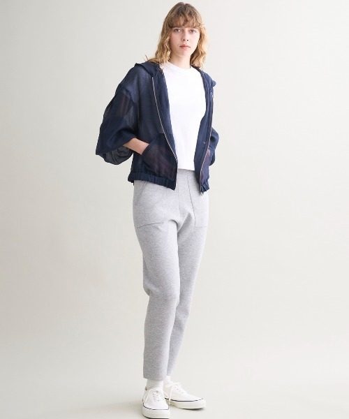 three dots（スリードッツ）の「Shiny shirt zip up hoody（パーカー・レディース・ホワイト/ベージュ/ネイビー/グレー/ブラウン系その他・SMALL）」の7枚目の写真