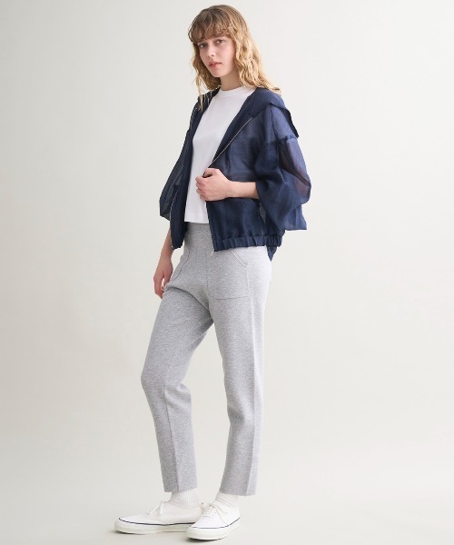 three dots（スリードッツ）の「Shiny shirt zip up hoody（パーカー・レディース・ホワイト/ベージュ/ネイビー/グレー/ブラウン系その他・SMALL）」の6枚目の写真