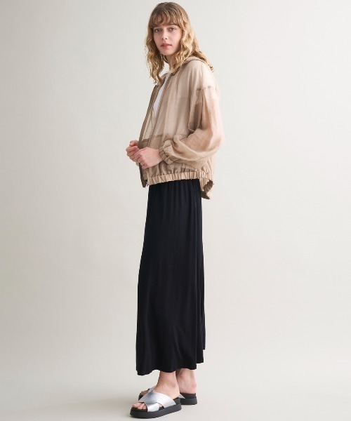 three dots（スリードッツ）の「Shiny shirt zip up hoody（パーカー・レディース・ホワイト/ベージュ/ネイビー/グレー/ブラウン系その他・SMALL）」の10枚目の写真