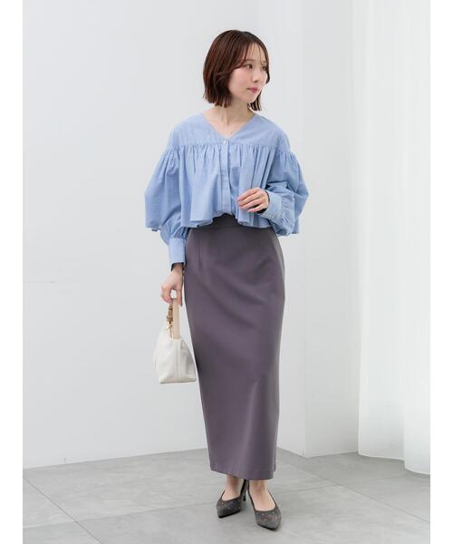 Te chichi(テチチ)の「【雑誌掲載】ダブルクロスイージーナロースカート(スカート・レディース・ベージュ/グレー/ブラック/チャコールグレー・S/M)」の9枚目の写真