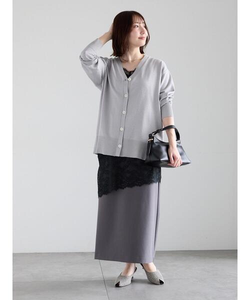 Te chichi(テチチ)の「【雑誌掲載】ダブルクロスイージーナロースカート(スカート・レディース・ベージュ/グレー/ブラック/チャコールグレー・S/M)」の12枚目の写真