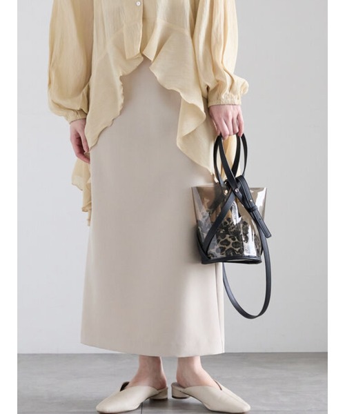 Te chichi(テチチ)の「【雑誌掲載】ダブルクロスイージーナロースカート(スカート・レディース・ベージュ/グレー/ブラック/チャコールグレー・S/M)」の4枚目の写真