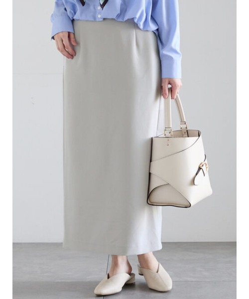 Te chichi(テチチ)の「【雑誌掲載】ダブルクロスイージーナロースカート(スカート・レディース・ベージュ/グレー/ブラック/チャコールグレー・S/M)」の3枚目の写真