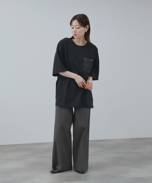 Dickies(ディッキーズ)の「【GENUINE Dickies/ ジェニュインデッキーズ】 デニムポケットTシャツ(Tシャツ/カットソー・レディース・ブラック/ホワイト/ネイビー/オートミール・M/L/XL)」の7枚目の写真
