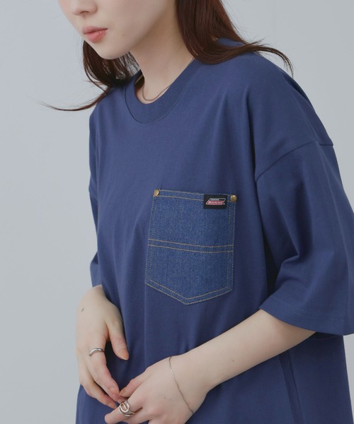 Dickies(ディッキーズ)の「【GENUINE Dickies/ ジェニュインデッキーズ】 デニムポケットTシャツ(Tシャツ/カットソー・レディース・ブラック/ホワイト/ネイビー/オートミール・M/L/XL)」の12枚目の写真
