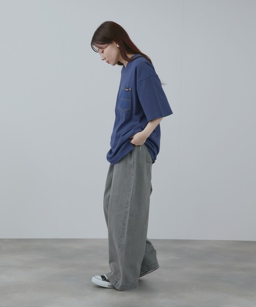 Dickies(ディッキーズ)の「【GENUINE Dickies/ ジェニュインデッキーズ】 デニムポケットTシャツ(Tシャツ/カットソー・レディース・ブラック/ホワイト/ネイビー/オートミール・M/L/XL)」の14枚目の写真