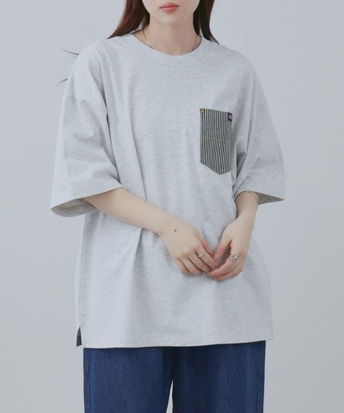 Dickies(ディッキーズ)の「【GENUINE Dickies/ ジェニュインデッキーズ】 デニムポケットTシャツ(Tシャツ/カットソー・レディース・ブラック/ホワイト/ネイビー/オートミール・M/L/XL)」の15枚目の写真