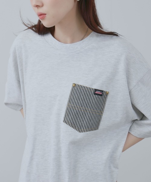 Dickies(ディッキーズ)の「【GENUINE Dickies/ ジェニュインデッキーズ】 デニムポケットTシャツ(Tシャツ/カットソー・レディース・ブラック/ホワイト/ネイビー/オートミール・M/L/XL)」の17枚目の写真