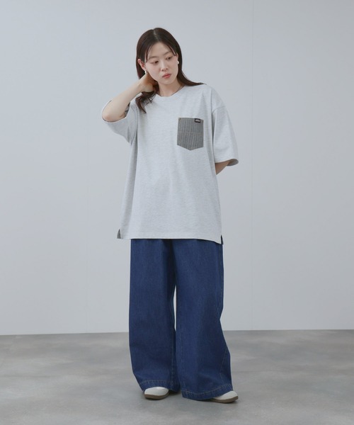 Dickies(ディッキーズ)の「【GENUINE Dickies/ ジェニュインデッキーズ】 デニムポケットTシャツ(Tシャツ/カットソー・レディース・ブラック/ホワイト/ネイビー/オートミール・M/L/XL)」の18枚目の写真