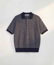 FLAWSROOM（フローズルーム）の「Pure Cotton Collar Knit STRIPE NAVY（ニット/セーター）」