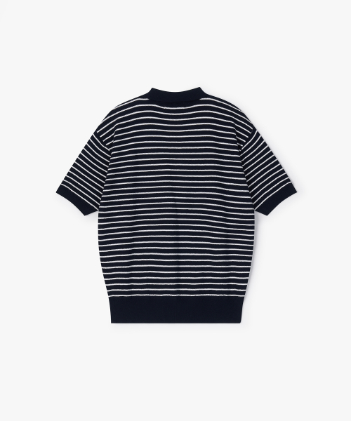 FLAWSROOM（フローズルーム）の「Pure Cotton Collar Knit STRIPE NAVY（ニット/セーター・メンズ・その他・SMALL/MEDIUM/LARGE）」の3枚目の写真
