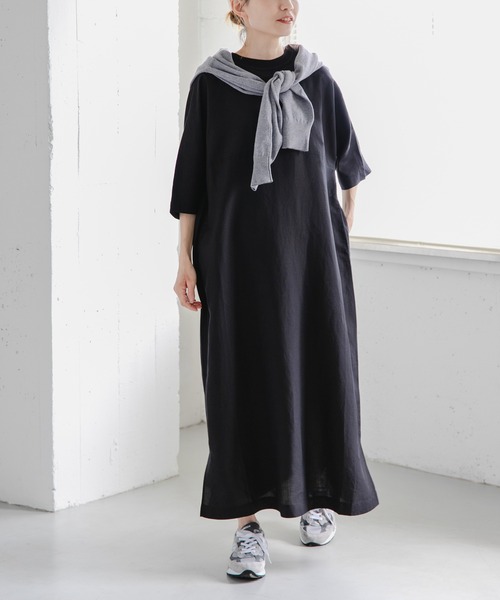 FORK&SPOON（フォークアンドスプーン）の「FORK&SPOON　リネン混プルオーバーワンピース（ワンピース・レディース・ブラック/ブルー系その他/レッド/キャメル・1/2）」の13枚目の写真