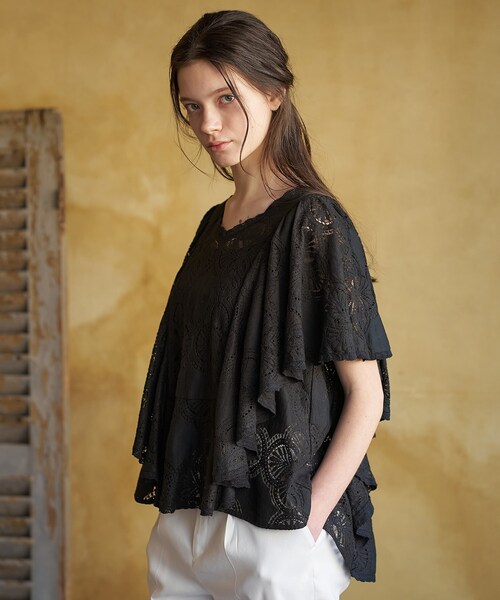 DRESSTERIOR(ドレステリア)の「ラッセルレース ブラウス(シャツ/ブラウス・レディース・ブラック/ホワイト・36/38)」の5枚目の写真