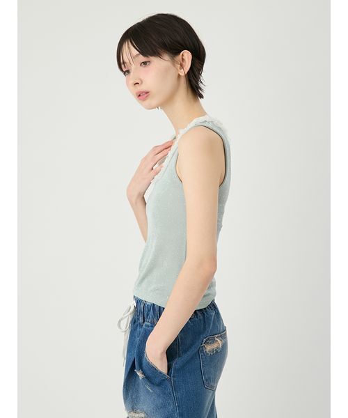LILY BROWN（リリーブラウン）の「[L.B CANDY STOCK]レースタンクトップ（タンクトップ・レディース・ミント/アイボリー/ブラック・F）」の7枚目の写真