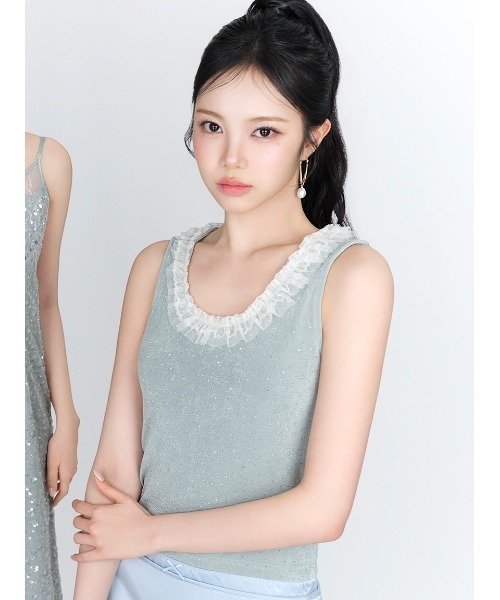 LILY BROWN（リリーブラウン）の「[L.B CANDY STOCK]レースタンクトップ（タンクトップ・レディース・ミント/アイボリー/ブラック・F）」の3枚目の写真