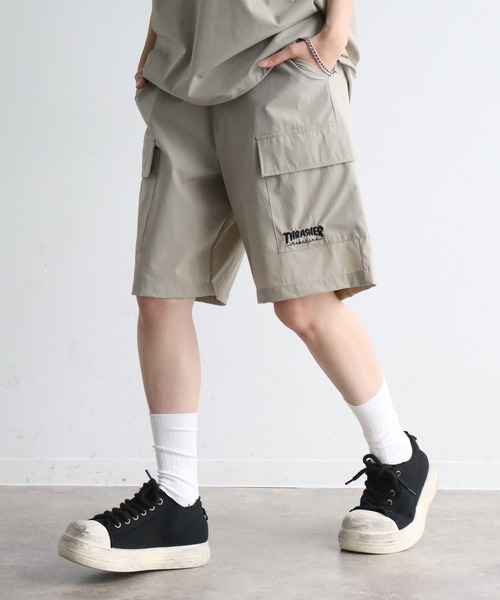 THRASHER（スラッシャー）の「【THRASHER/スラッシャー】接触冷感 ナイロンカーゴショーツ（カーゴパンツ・メンズ・ブラック/グレイッシュベージュ/ブラウン・M/XL/L）」の3枚目の写真