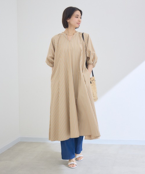 KATHARINE ROSS(キャサリンロス)の「【PILLINI/ピリーニ】スキッパーストライプワンピース(ワンピース・レディース・ブラック/ライトブルー/キャメル・FREE)」の3枚目の写真