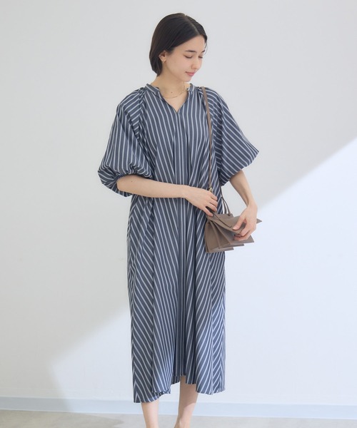 KATHARINE ROSS(キャサリンロス)の「【PILLINI/ピリーニ】スキッパーストライプワンピース(ワンピース・レディース・ブラック/ライトブルー/キャメル・FREE)」の7枚目の写真