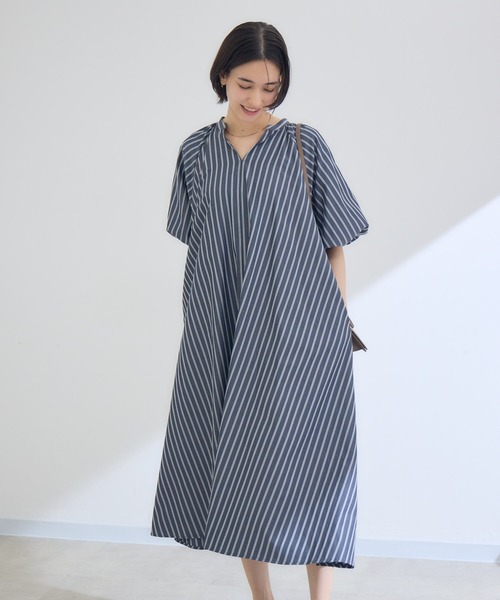 KATHARINE ROSS(キャサリンロス)の「【PILLINI/ピリーニ】スキッパーストライプワンピース(ワンピース・レディース・ブラック/ライトブルー/キャメル・FREE)」の8枚目の写真