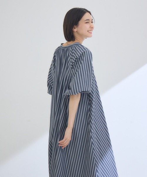 KATHARINE ROSS(キャサリンロス)の「【PILLINI/ピリーニ】スキッパーストライプワンピース(ワンピース・レディース・ブラック/ライトブルー/キャメル・FREE)」の6枚目の写真