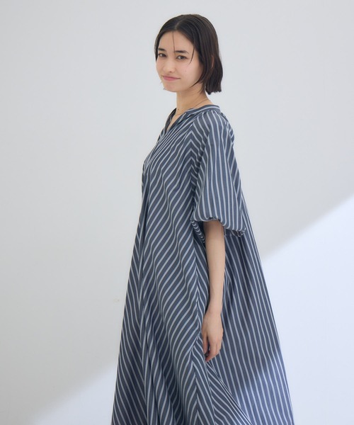 KATHARINE ROSS(キャサリンロス)の「【PILLINI/ピリーニ】スキッパーストライプワンピース(ワンピース・レディース・ブラック/ライトブルー/キャメル・FREE)」の5枚目の写真