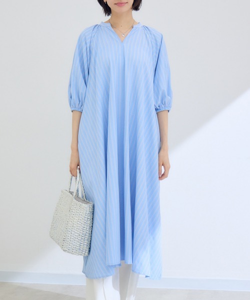 KATHARINE ROSS(キャサリンロス)の「【PILLINI/ピリーニ】スキッパーストライプワンピース(ワンピース・レディース・ブラック/ライトブルー/キャメル・FREE)」の15枚目の写真