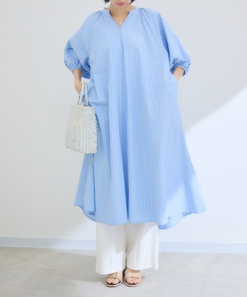 KATHARINE ROSS(キャサリンロス)の「【PILLINI/ピリーニ】スキッパーストライプワンピース(ワンピース・レディース・ブラック/ライトブルー/キャメル・FREE)」の17枚目の写真