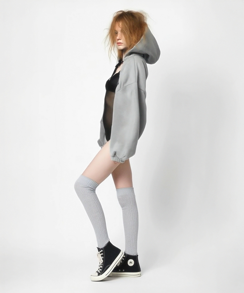 MILK ASH AND DOLLS(ミルク アッシュ アンド ドールズ)の「クロップトシュラッグフードパーカー - メランジ(パーカー・レディース・グレー・MEDIUM/LARGE)」の9枚目の写真