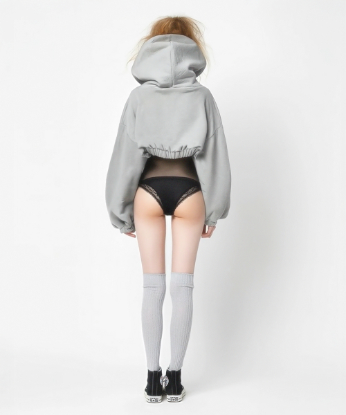 MILK ASH AND DOLLS(ミルク アッシュ アンド ドールズ)の「クロップトシュラッグフードパーカー - メランジ(パーカー・レディース・グレー・MEDIUM/LARGE)」の10枚目の写真