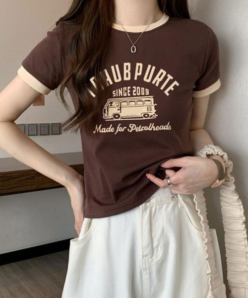 SallyLunn(サリーラン)の「レトロロゴリンガーコンパクトT(Tシャツ/カットソー・レディース・ベージュ/ブラック/グレー/ホワイト/ブラウン・LARGE/MEDIUM)」の5枚目の写真