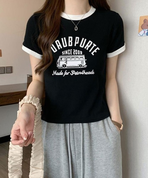SallyLunn(サリーラン)の「レトロロゴリンガーコンパクトT(Tシャツ/カットソー・レディース・ベージュ/ブラック/グレー/ホワイト/ブラウン・LARGE/MEDIUM)」の3枚目の写真