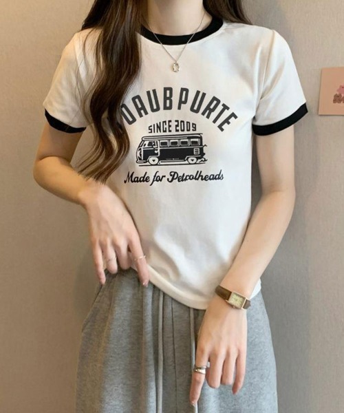SallyLunn(サリーラン)の「レトロロゴリンガーコンパクトT(Tシャツ/カットソー・レディース・ベージュ/ブラック/グレー/ホワイト/ブラウン・LARGE/MEDIUM)」の6枚目の写真