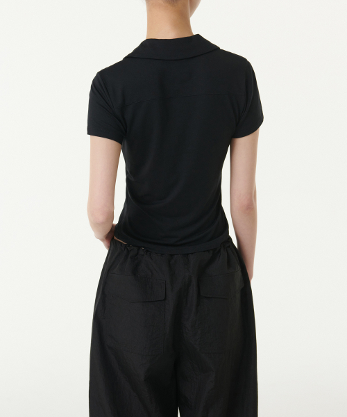 MUSINSA STANDARD WOMAN（ムシンサスタンダードウーマン）の「ウィメンズスリム半袖ジャージシャツ[ブラック]（シャツ/ブラウス・レディース・その他・X-SMALL/SMALL/MEDIUM/LARGE）」の7枚目の写真