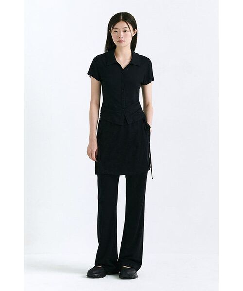 MUSINSA STANDARD WOMAN（ムシンサスタンダードウーマン）の「ウィメンズスリム半袖ジャージシャツ[ブラック]（シャツ/ブラウス・レディース・その他・X-SMALL/SMALL/MEDIUM/LARGE）」の3枚目の写真