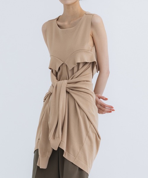TAN（タン）の「[TAN/タン]TIED LAYERING TOPS（その他トップス・レディース・ベージュ/ブルー・FREE）」の2枚目の写真