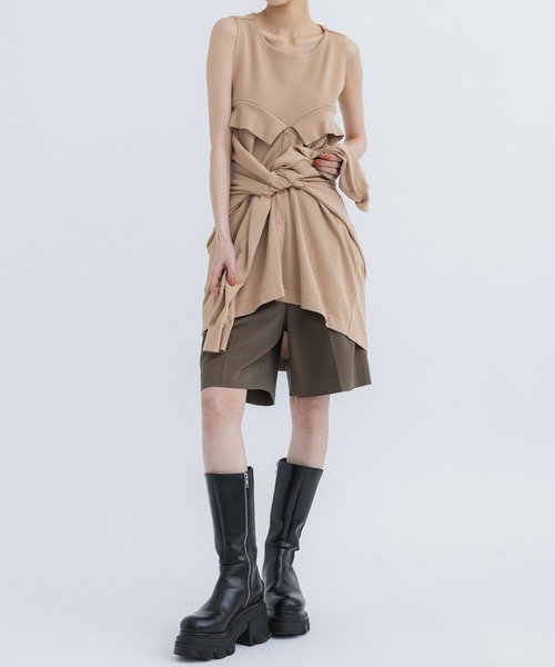 TAN（タン）の「[TAN/タン]TIED LAYERING TOPS（その他トップス・レディース・ベージュ/ブルー・FREE）」の3枚目の写真