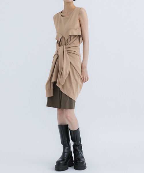 TAN（タン）の「[TAN/タン]TIED LAYERING TOPS（その他トップス・レディース・ベージュ/ブルー・FREE）」の4枚目の写真