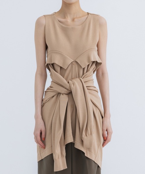 TAN（タン）の「[TAN/タン]TIED LAYERING TOPS（その他トップス・レディース・ベージュ/ブルー・FREE）」の5枚目の写真