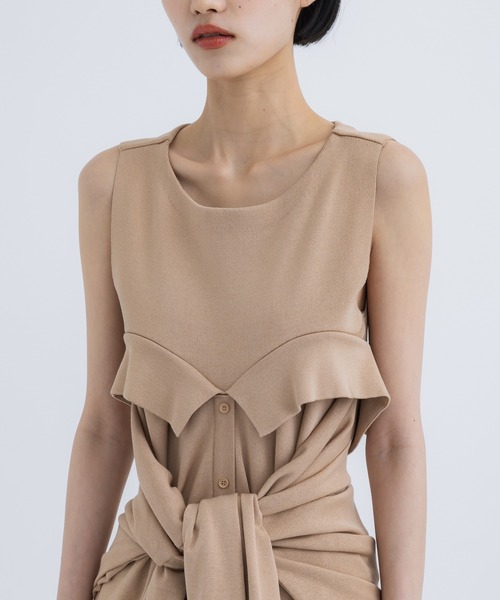 TAN（タン）の「[TAN/タン]TIED LAYERING TOPS（その他トップス・レディース・ベージュ/ブルー・FREE）」の9枚目の写真