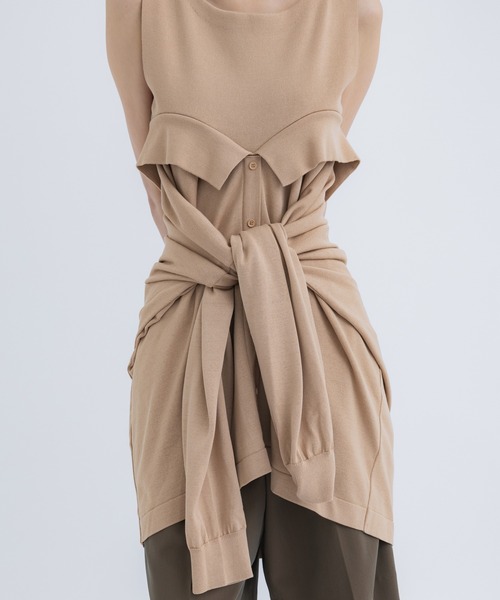 TAN（タン）の「[TAN/タン]TIED LAYERING TOPS（その他トップス・レディース・ベージュ/ブルー・FREE）」の11枚目の写真