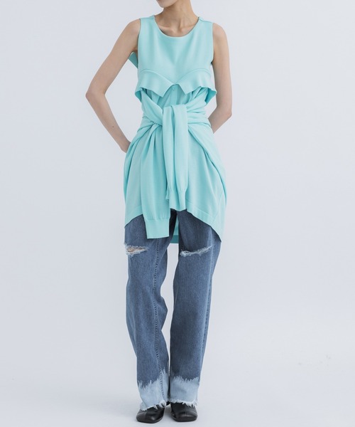 TAN（タン）の「[TAN/タン]TIED LAYERING TOPS（その他トップス・レディース・ベージュ/ブルー・FREE）」の12枚目の写真