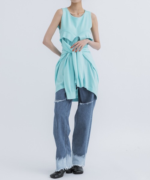 TAN（タン）の「[TAN/タン]TIED LAYERING TOPS（その他トップス・レディース・ベージュ/ブルー・FREE）」の13枚目の写真