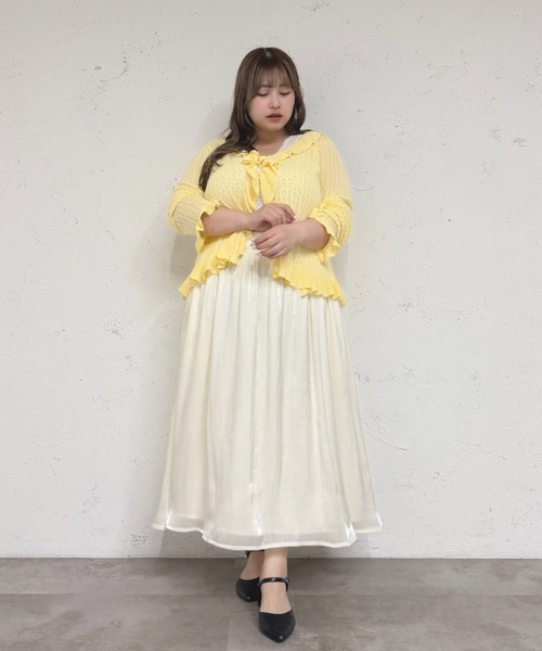Louiosy(ルオシー)の「【Louiosy】【大きいサイズ】透かし編みフリルカーディガン+キャミセット(カーディガン/ボレロ・レディース・イエロー/レッド/ライトブルー・4L/3L/X-LARGE)」の20枚目の写真