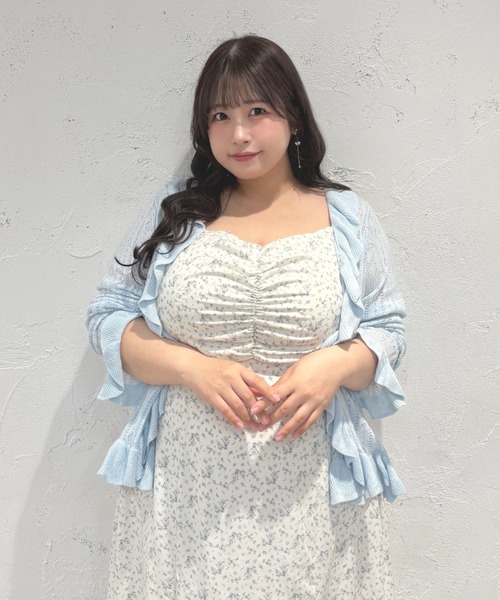 Louiosy(ルオシー)の「【Louiosy】【大きいサイズ】透かし編みフリルカーディガン+キャミセット(カーディガン/ボレロ・レディース・イエロー/レッド/ライトブルー・4L/3L/X-LARGE)」の16枚目の写真