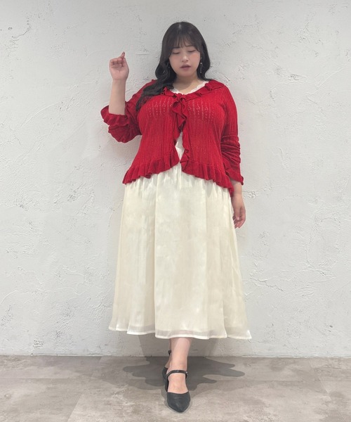 Louiosy(ルオシー)の「【Louiosy】【大きいサイズ】透かし編みフリルカーディガン+キャミセット(カーディガン/ボレロ・レディース・イエロー/レッド/ライトブルー・4L/3L/X-LARGE)」の22枚目の写真