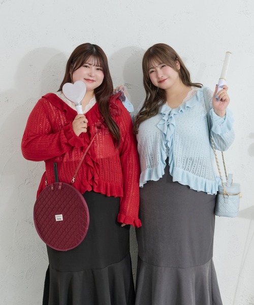 Louiosy(ルオシー)の「【Louiosy】【大きいサイズ】透かし編みフリルカーディガン+キャミセット(カーディガン/ボレロ・レディース・イエロー/レッド/ライトブルー・4L/3L/X-LARGE)」の14枚目の写真